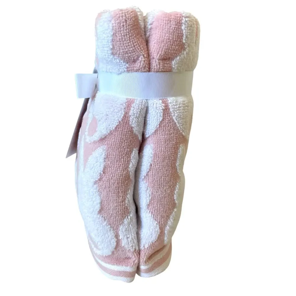 NEW Caro Hand Towels 2pk Pink & White Easter Bunny Rabbit 18x28
